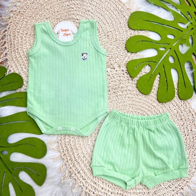 Conj. Body Regata e Short Canelado - Verde